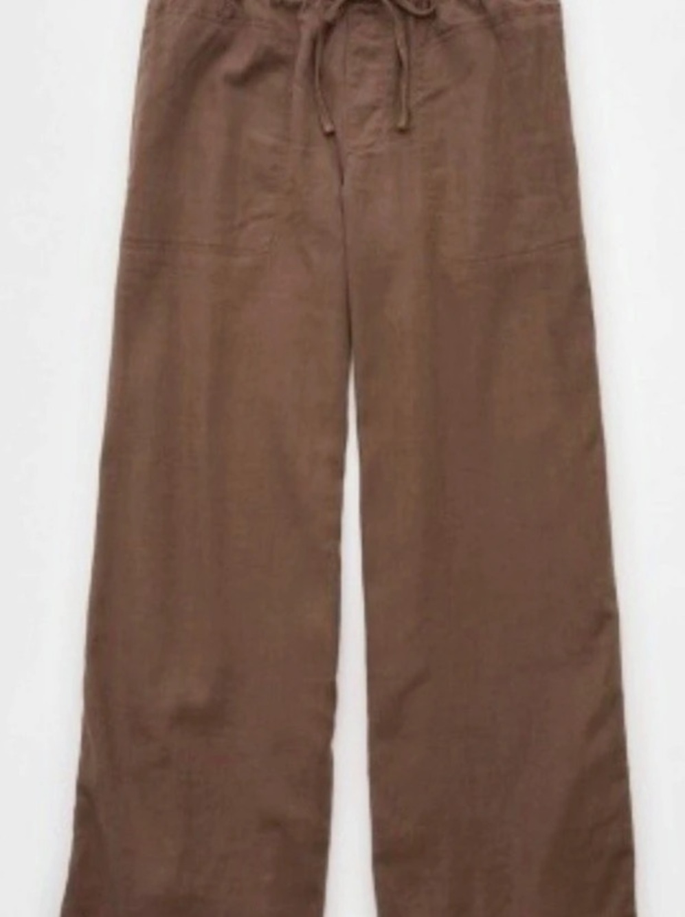 American Eagle AE Dreamy Drape Linen-Blend Pull-On Pant Wide Leg Brown Large